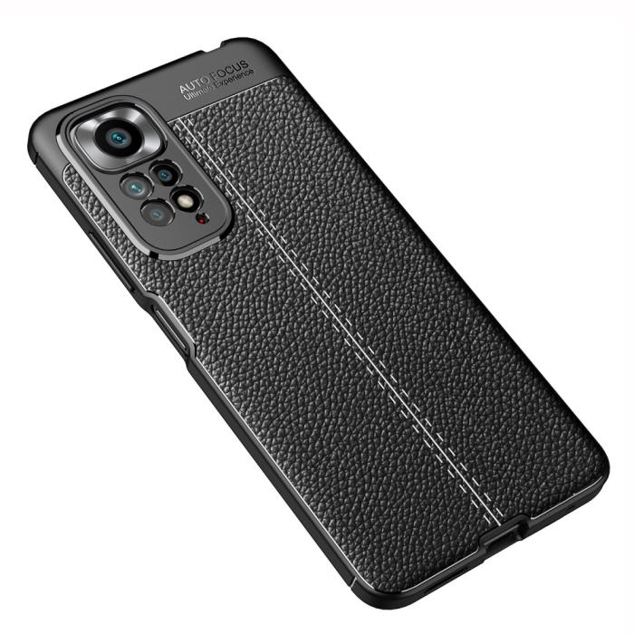 Bild 3,  Xiaomi Redmi Note 11 4G Skal Litchi Textur Svart - Teknikhallen.se