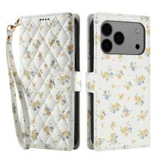  iPhone 17 Pro Fodral Rhombus L&auml;der Blommor Vit - Teknikhallen.se