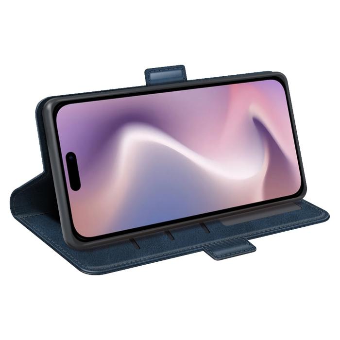 Bild 3,  iPhone 16 Pro Max Fodral Flip Läder Mörk Blå - Teknikhallen.se