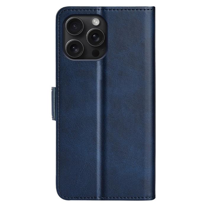 Bild 6,  iPhone 16 Pro Max Fodral Flip Läder Mörk Blå - Teknikhallen.se