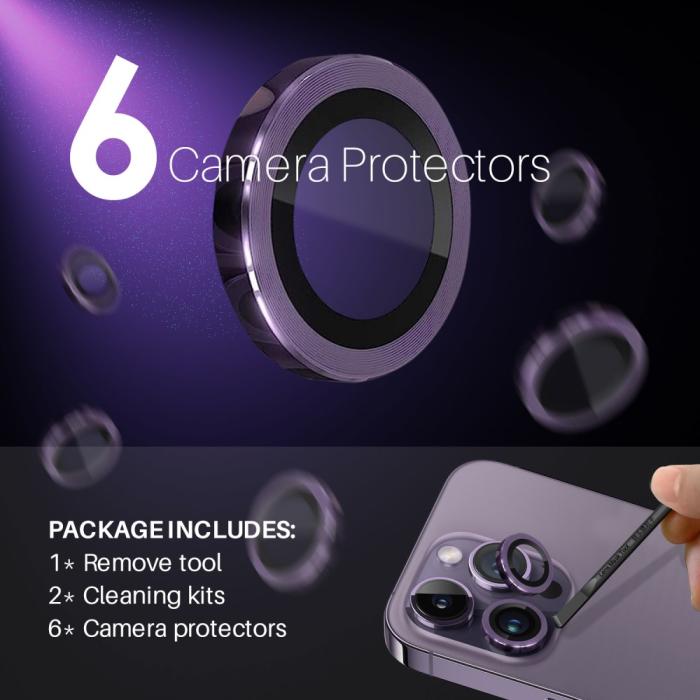 Bild 3, NORTHJO NORTHJO iPhone 14 Pro/Pro Max/15 Pro/Pro Max Linsskydd 2-PACK Lila - Teknikhallen.se