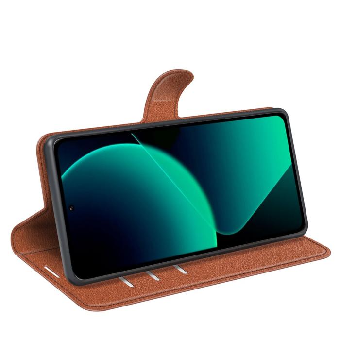 Bild 3,  Xiaomi 13T / 13T Pro Fodral Litchi Läder Brun - Teknikhallen.se