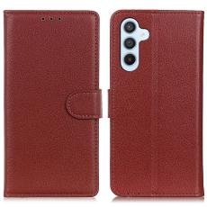  Samsung Galaxy S24 Fodral L&auml;der Litchi Brun - Teknikhallen.se
