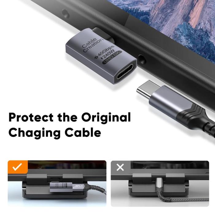 Bild 3, CableCreation CableCreation USB-C Hona - USB-C Hane Adapter Grå - Teknikhallen.se