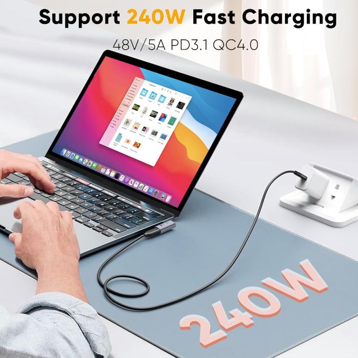 Bild 4, CableCreation CableCreation USB-C Hona - USB-C Hane Adapter Grå - Teknikhallen.se