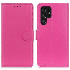  Samsung Galaxy S24 Ultra Fodral Litchi L&auml;der Rosa - Teknikhallen.se