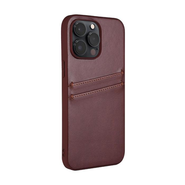 Bild 3, Buffalo Buffalo iPhone 14 Pro Max Skal Läder Med 2 Kortfack Brun - Teknikhallen.se