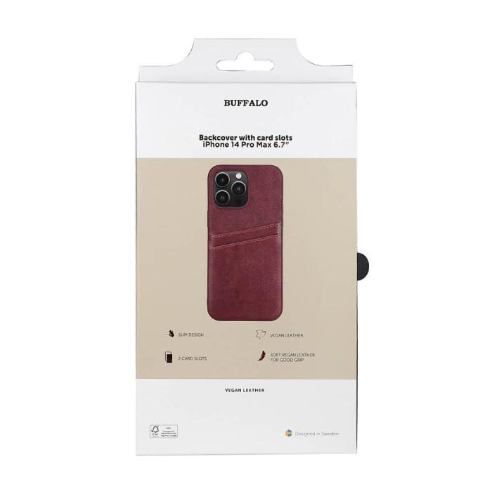 Bild 2, Buffalo Buffalo iPhone 14 Pro Max Skal Läder Med 2 Kortfack Brun - Teknikhallen.se