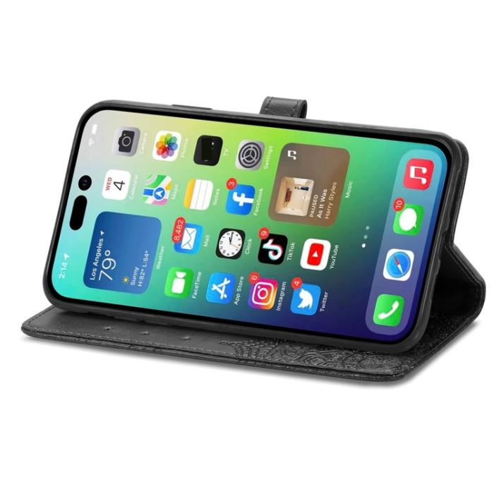 Bild 4,  iPhone 15 Pro Fodral Mandala Läder Svart - Teknikhallen.se