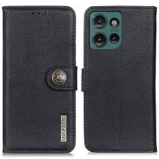 KHAZNEH KHAZNEH Motorola Edge 50 Neo Fodral L&auml;der Svart - Teknikhallen.se