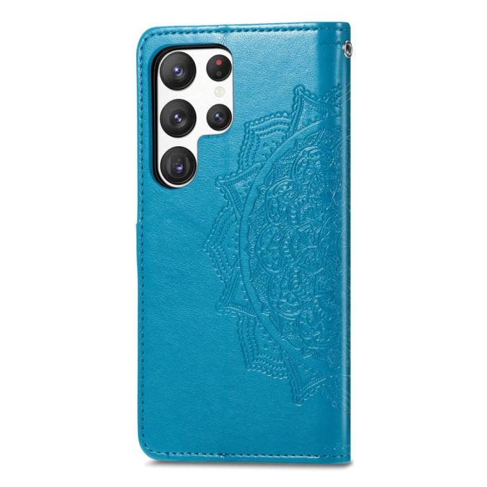 Bild 6,  Samsung Galaxy S23 Ultra Fodral Mandala Läder Blå - Teknikhallen.se