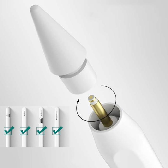 Bild 4, Tech-Protect Tech-Protect Apple Pencil 1 / 2 4-PACK Utbytesspets Vit - Teknikhallen.se