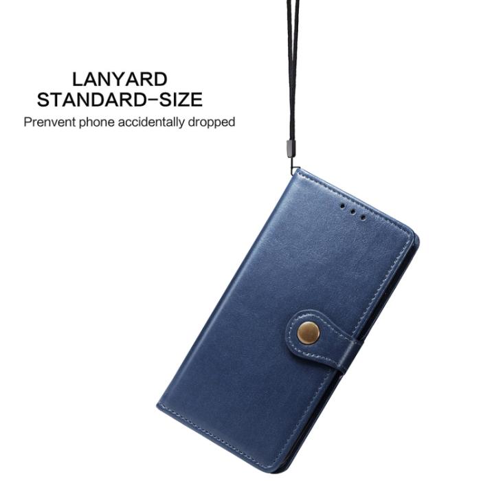 Bild 6,  Samsung Galaxy S22 Fodral Solid Läder Magnetisk Mässing Blå - Teknikhallen.se
