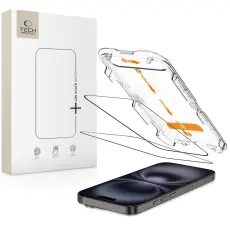Tech-Protect Tech-Protect iPhone 16/15 2-PACK Sk&auml;rmskydd QuickSet+ H&auml;rdat Glas - Teknikhallen.se