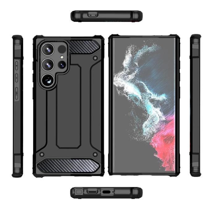 Bild 3,  Galaxy S24 Ultra Skal Shockproof Hybrid Armor Mörk Blå - Teknikhallen.se
