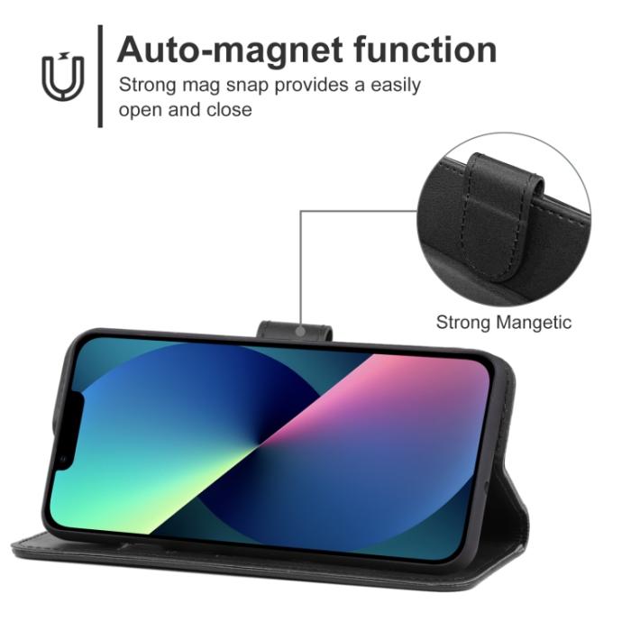 Bild 4,  iPhone 14 Fodral Läder Svart - Teknikhallen.se