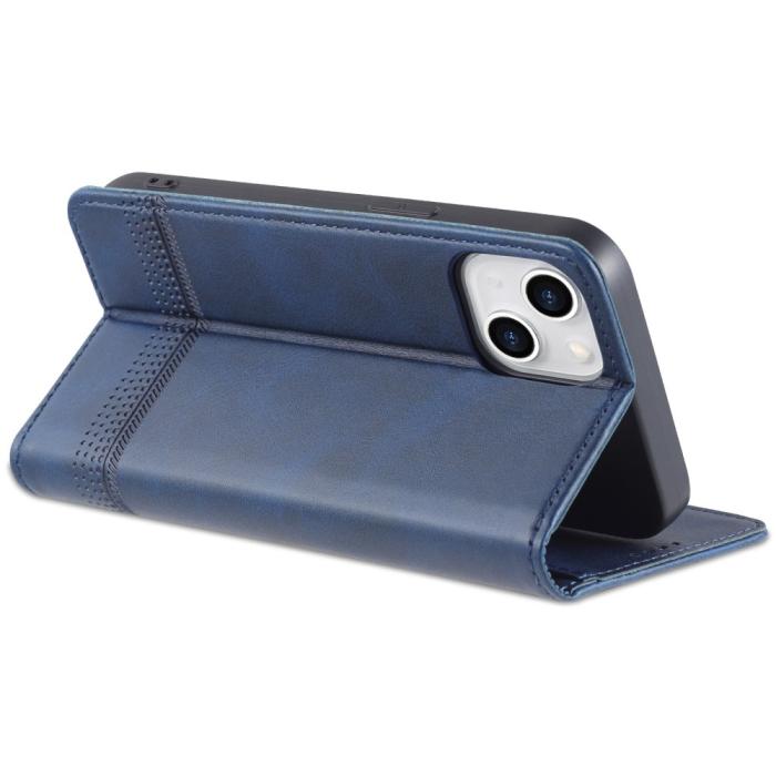 Bild 4, AZNS AZNS iPhone 15 Plus Fodral Flip Läder Blå - Teknikhallen.se