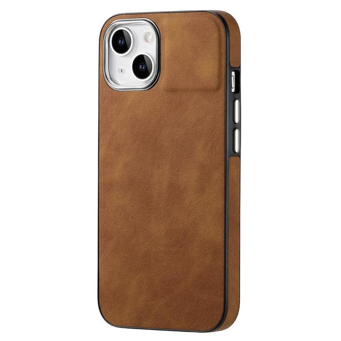 Bild 2,  iPhone 15 Plus Skal Läderbelagt Skin Touch Brun - Teknikhallen.se