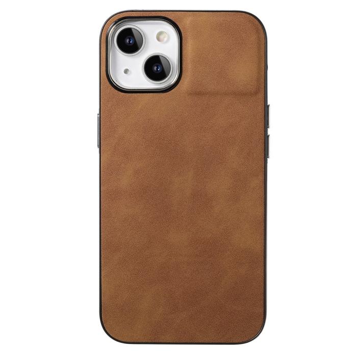 Bild 3,  iPhone 15 Plus Skal Läderbelagt Skin Touch Brun - Teknikhallen.se