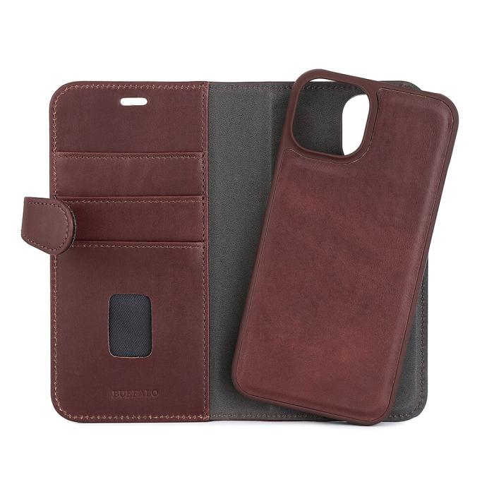 Bild 4, Buffalo Buffalo iPhone 14 / 13 Fodral 2in1 Magnet / Skal Brun - Teknikhallen.se