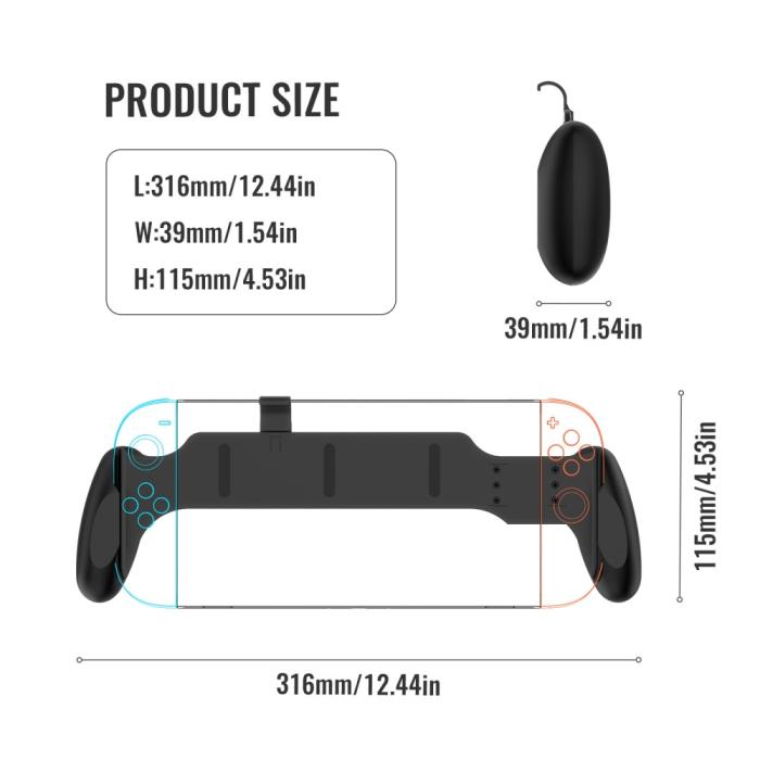 Bild 4, JYS JYS Nintendo Switch / Switch 2 Ergonomiskt Grepp Svart - Teknikhallen.se