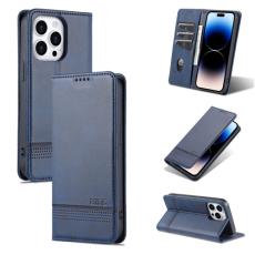 AZNS AZNS iPhone 14 Pro Fodral Flip L&auml;der M&ouml;rk Bl&aring; - Teknikhallen.se