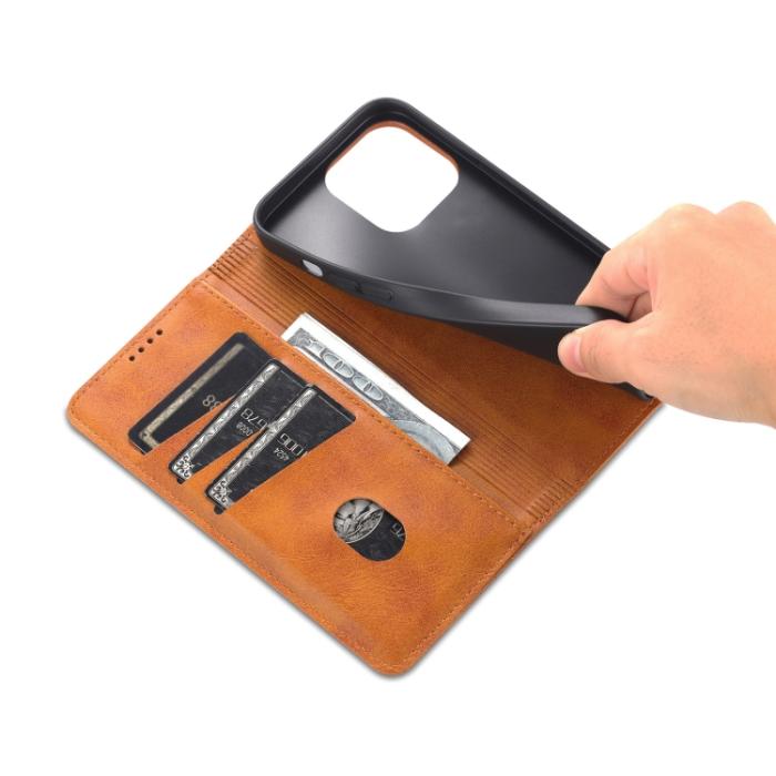 Bild 6, AZNS AZNS iPhone 14 Pro Fodral Flip Läder Brun - Teknikhallen.se