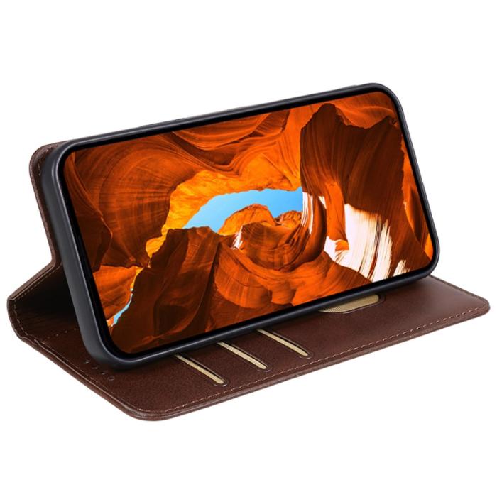 Bild 3,  OnePlus Nord 4 Fodral Flip Läder Brun - Teknikhallen.se