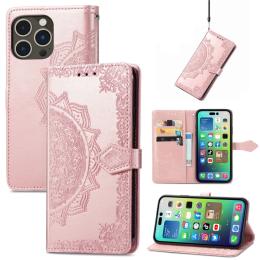  iPhone 15 Pro Fodral Mandala Läder Roséguld - Teknikhallen.se