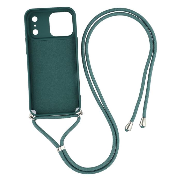 Bild 2,  iPhone 17 Pro Skal Med Mobilsnöre TPU Mörk Grön - Teknikhallen.se