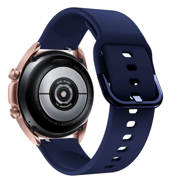 Bild 2,  Silikon Armband För Smartwatch (20mm) - Mörk Blå - Teknikhallen.se