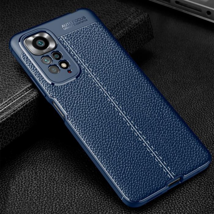 Bild 2,  Xiaomi Redmi Note 11 4G Skal Litchi Textur Blå - Teknikhallen.se