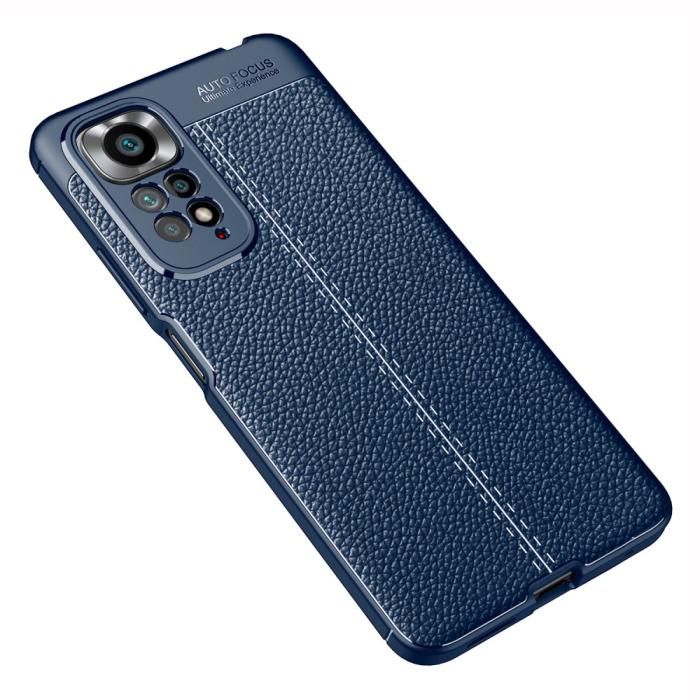 Bild 3,  Xiaomi Redmi Note 11 4G Skal Litchi Textur Blå - Teknikhallen.se