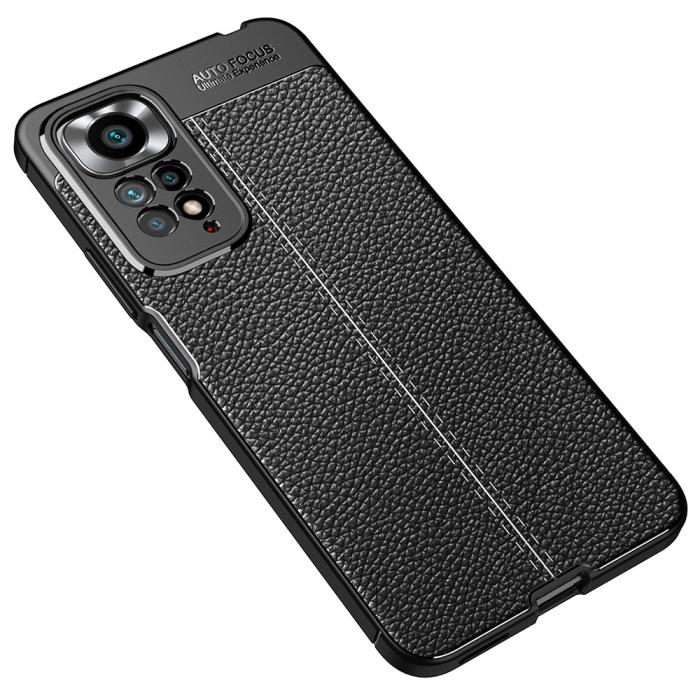 Bild 2,  Xiaomi Redmi Note 11 Pro 5G Skal Litchi Textur Svart - Teknikhallen.se