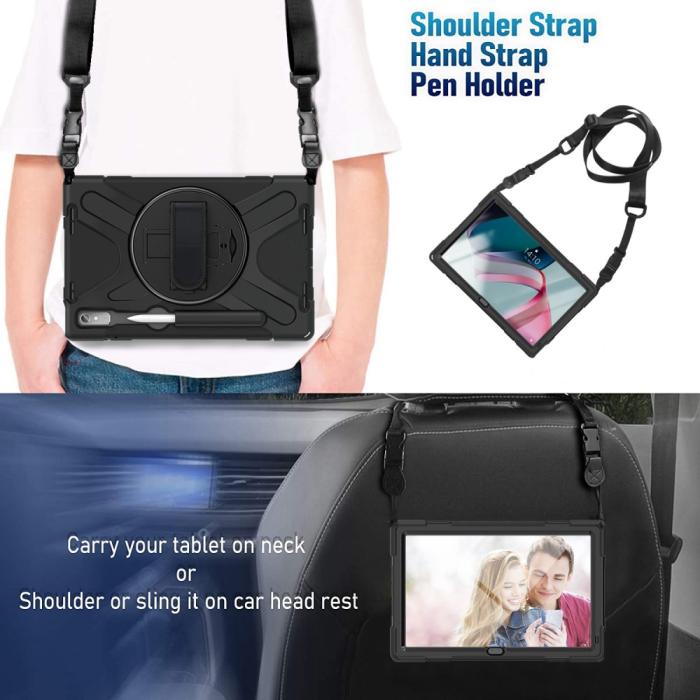 Bild 5,  Lenovo Tab P11 Pro Gen 2 Skal 360 Rotation Shockproof Med Rem Svart - Teknikhallen.se
