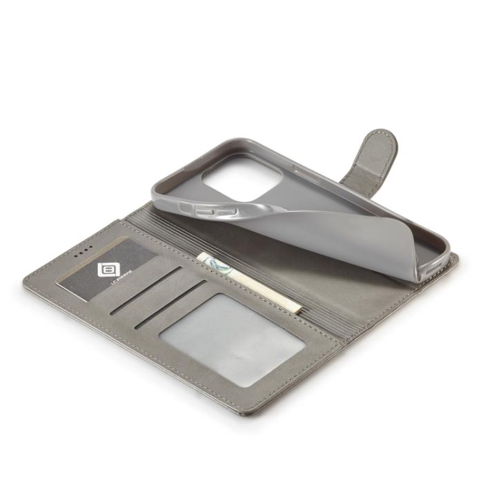 Bild 6, LC.IMEEKE LC.IMEEKE iPhone 14 Pro Fodral Läder Grå - Teknikhallen.se
