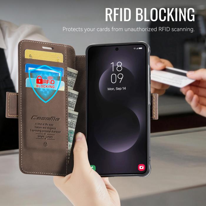 Bild 4, CASEME CASEME Samsung Galaxy S26 Ultra Skal RFID Plånbok Brun - Teknikhallen.se