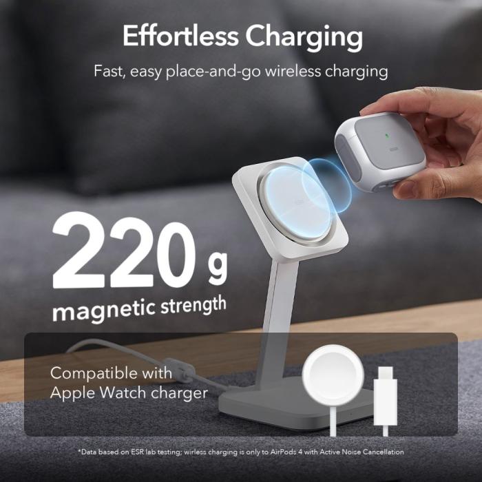 Bild 3, ESR ESR AirPods 4 Skal MagSafe Orbit HaloLock Vit - Teknikhallen.se