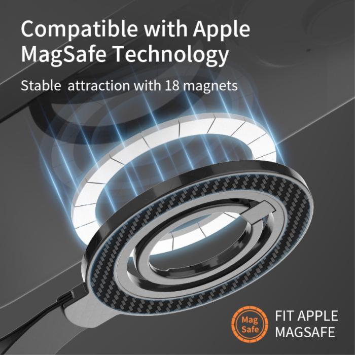 Bild 3,  MagSafe Magnetisk Ring Hållare/Stativ Svart - Teknikhallen.se