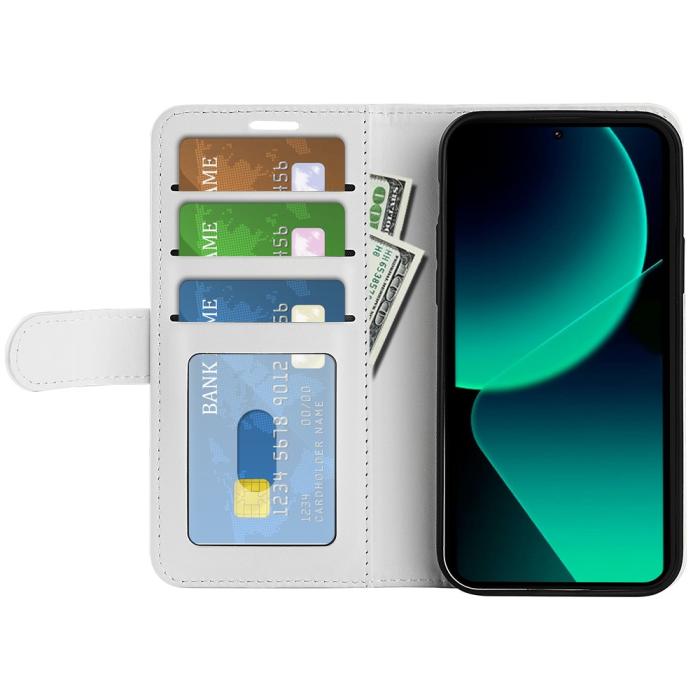 Bild 2,  Xiaomi 13T / 13T Pro Fodral Crazy Horse Läder Vit - Teknikhallen.se