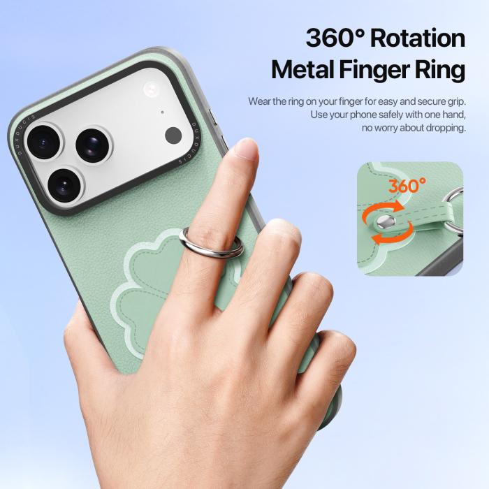 Bild 6, DUX DUCIS DUX DUCIS iPhone 18 Pro/17 Pro Skal PU-Läder Klöver Grön - Teknikhallen.se
