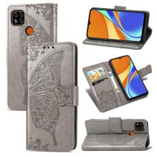  Xiaomi Redmi 9C Fodral Butterfly Gr&aring; - Teknikhallen.se