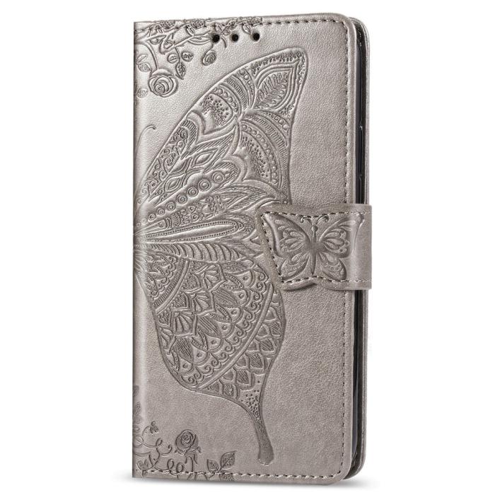 Bild 3,  Xiaomi Redmi 9C Fodral Butterfly Grå - Teknikhallen.se