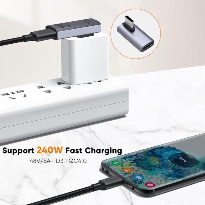 Bild 3, CableCreation CableCreation USB-C Hona - USB-C Hane Adapter Grå - Teknikhallen.se