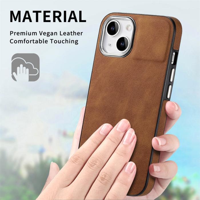 Bild 5,  iPhone 15 Plus Skal Läderbelagt Skin Touch Brun - Teknikhallen.se