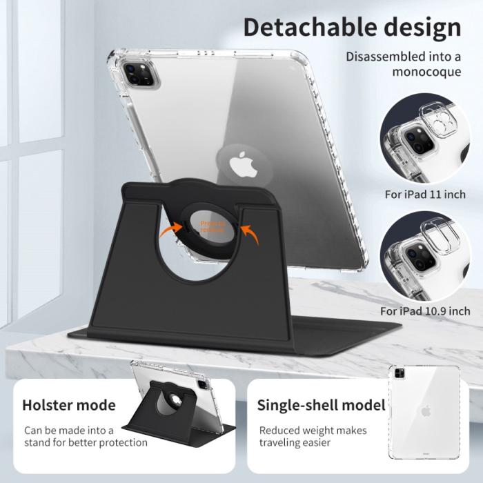 Bild 5,  iPad Pro 11 2025/2024 Fodral Hybrid Rotation Penhållare Svart - Teknikhallen.se
