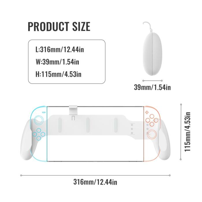 Bild 4, JYS JYS Nintendo Switch / Switch 2 Ergonomiskt Grepp Vit - Teknikhallen.se