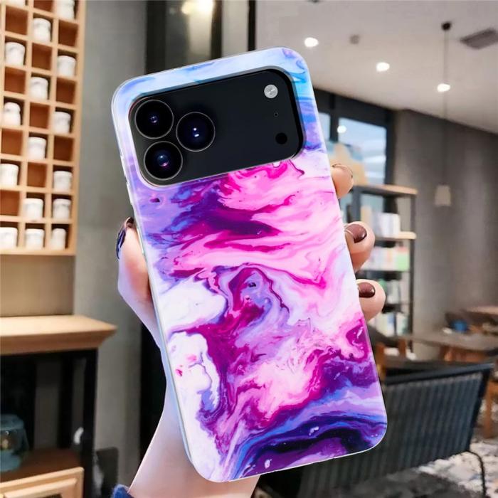 Bild 4,  iPhone 17 Pro Max Skal Marmor TPU Rosa / Lila - Teknikhallen.se