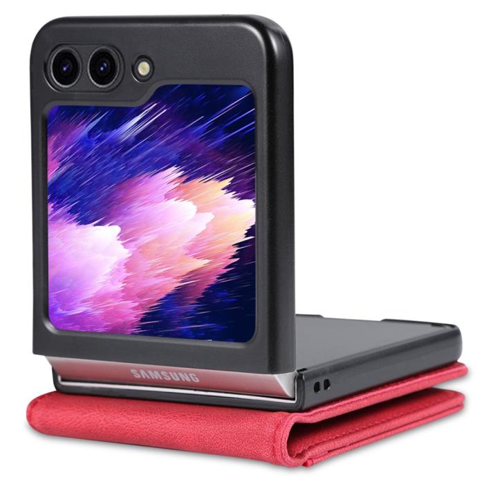 Bild 2, AZNS AZNS Galaxy Z Flip 5 Fodral PU-Läder Röd - Teknikhallen.se