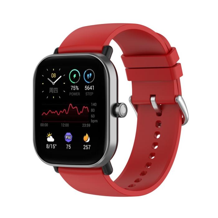 Bild 2,  Silikon Armband För Smartwatch (20 mm) - Röd - Teknikhallen.se
